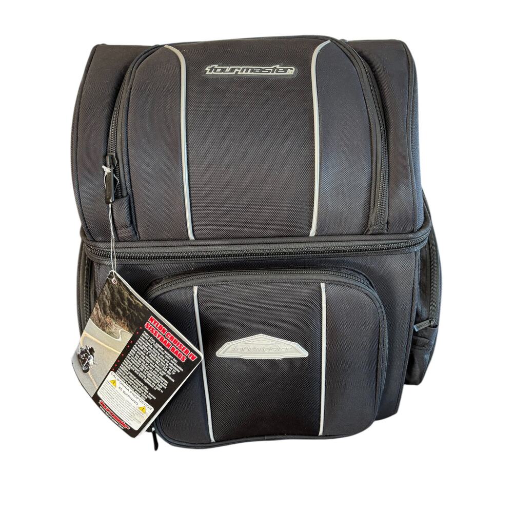 Tour Master Black Nylon Cruiser IV Sissybar Bags Large $260 21" x 18" x 12" NWT